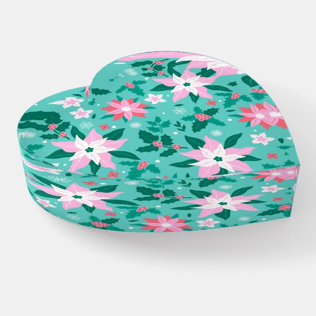 Christmas poinsettia pattern luggage paperweight (Angled)
