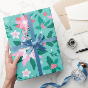 Christmas poinsettia pattern luggage wrapping paper