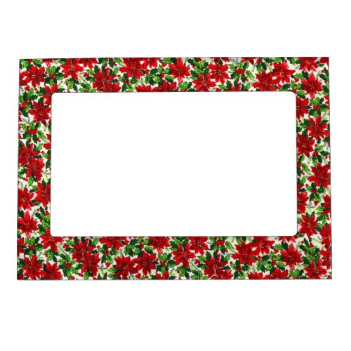 Christmas Poinsettia Pattern Magnetic Frame