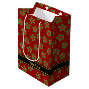Christmas Poinsettia Pattern Medium Gift Bag