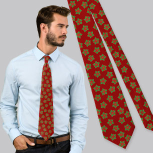 Christmas Poinsettia Pattern Neck Tie