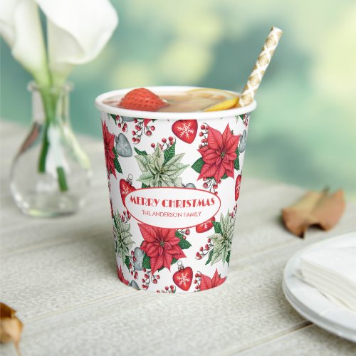 Christmas Poinsettia Pattern Paper Cups