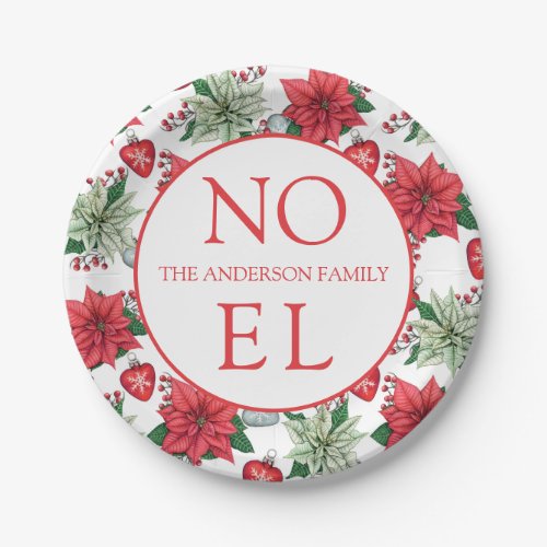 Christmas Poinsettia Pattern Paper Plates