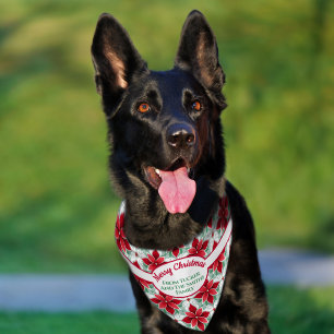 Christmas poinsettia pattern personalized pet bandana collar
