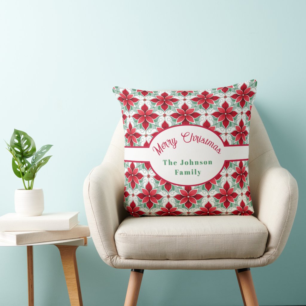 Christmas poinsettia pattern personalized