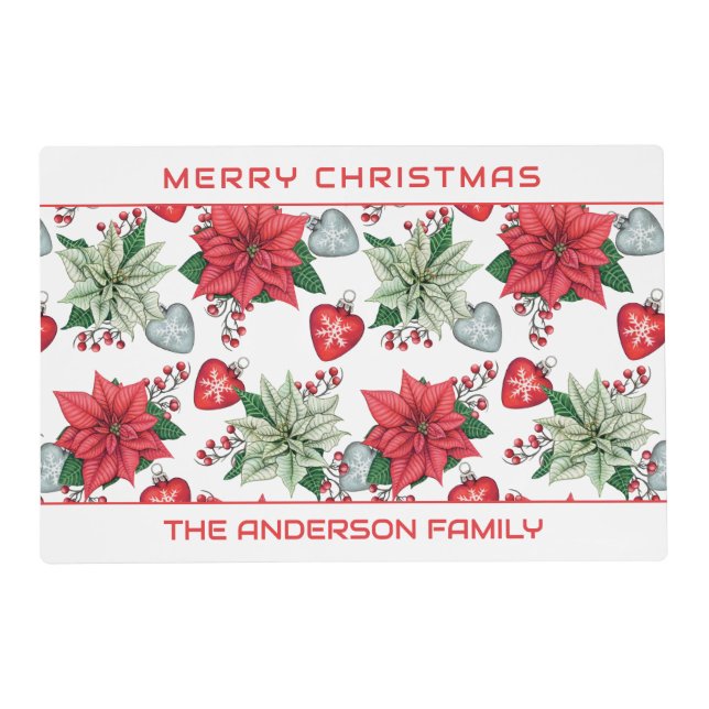 Christmas Poinsettia Pattern Placemat (Front)