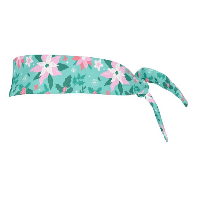 Christmas poinsettia pattern tie headband (Rotate 90)