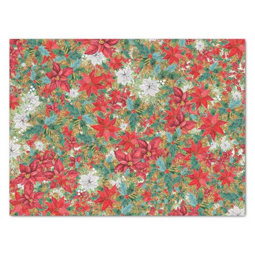 Christmas Poinsettia Pattern Tissue Paper