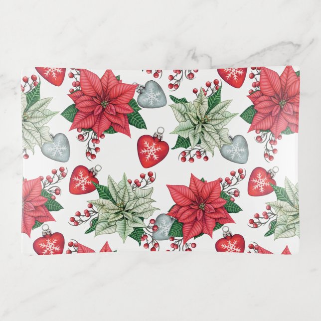 Christmas Poinsettia Pattern Trinket Tray (Front)