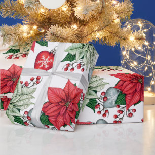 Christmas Poinsettia Pattern Wrapping Paper