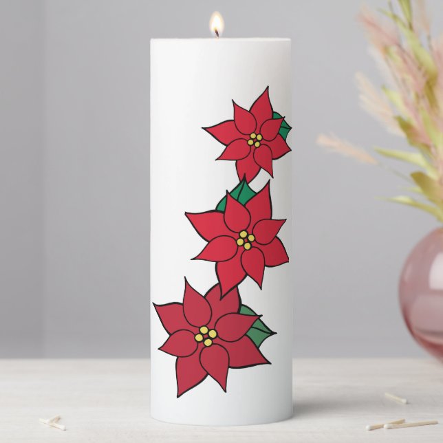 Christmas Poinsettia Pillar Candle  (In Situ)