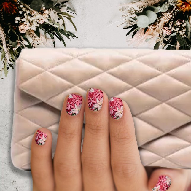 Christmas Poinsettia Pretty Pink Minx Nail Art (Creator Uploaded)
