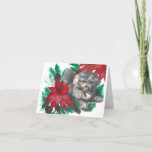 Christmas Poinsettia Puppy Designed Folded Card