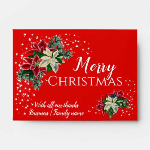 Christmas Poinsettia Red Cash Gift  Envelope