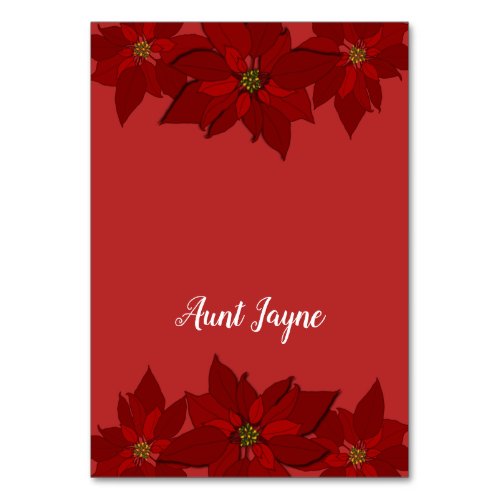 Christmas Poinsettia Red Tented Place Cards
