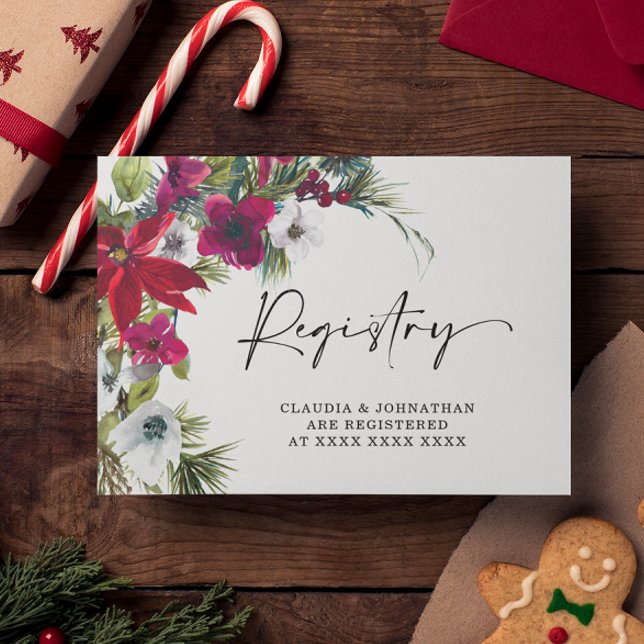Christmas Poinsettia Registry Bridal Shower  Enclosure Card (Creator Uploaded)
