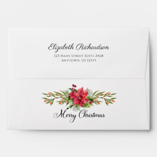 Christmas Poinsettia Return Address Envelopes