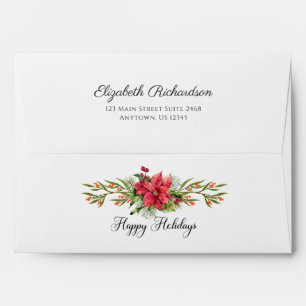 Christmas Poinsettia Return Address Envelopes