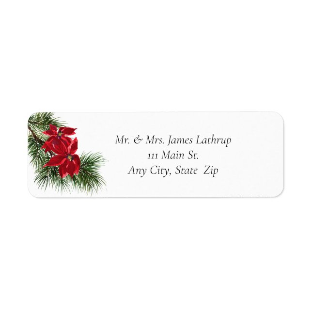 Christmas Poinsettia Return Address Label (Front)