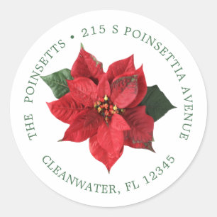 Christmas Poinsettia return address label