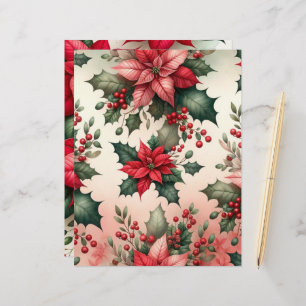 Christmas Poinsettia Scrapbook Paper
