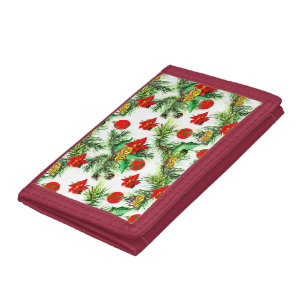 Christmas Poinsettia Seamless Pattern Photo Wallet