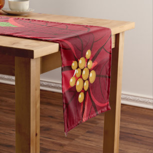 Christmas Poinsettia Short Table Runner