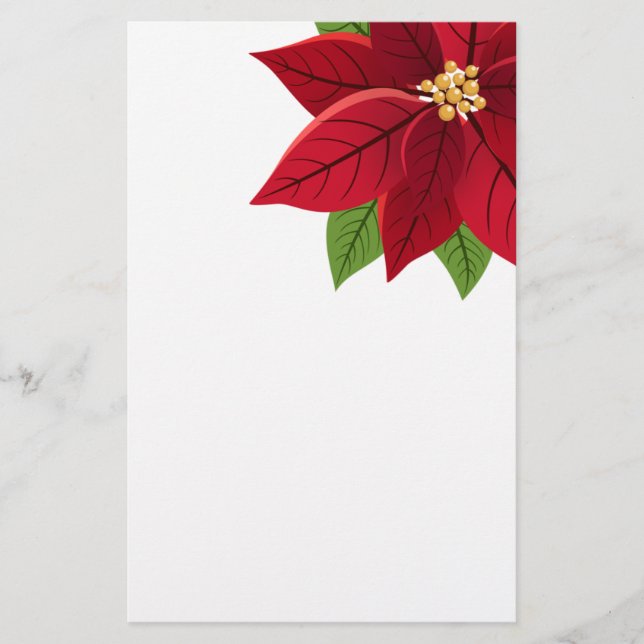 Christmas Poinsettia  Stationery (Front)