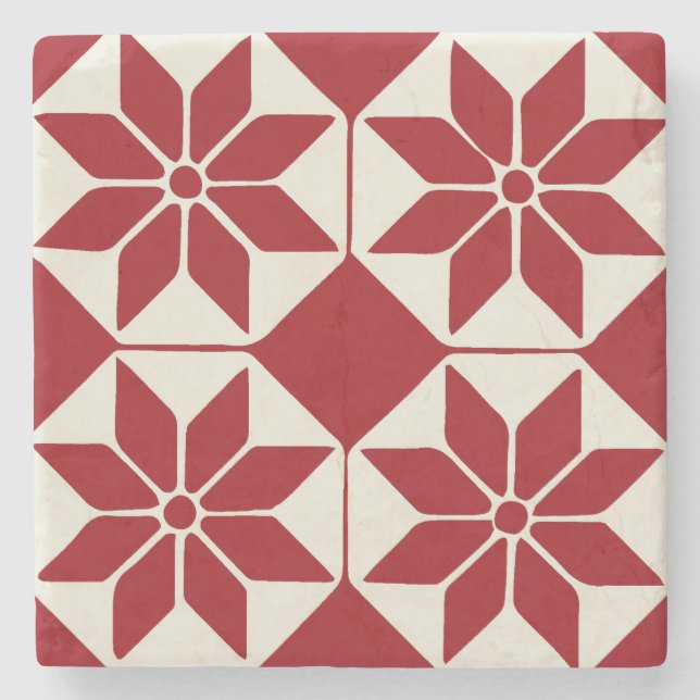 Christmas Poinsettia Stone Coaster (Front)
