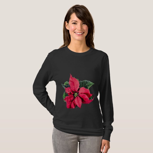 Christmas Poinsettia T-Shirt (Front Full)