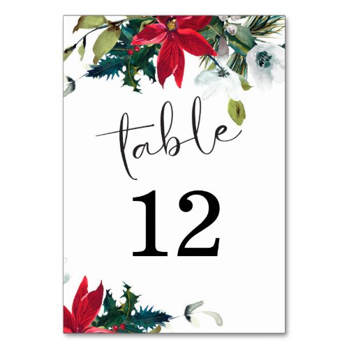 Christmas Poinsettia Table Number Card