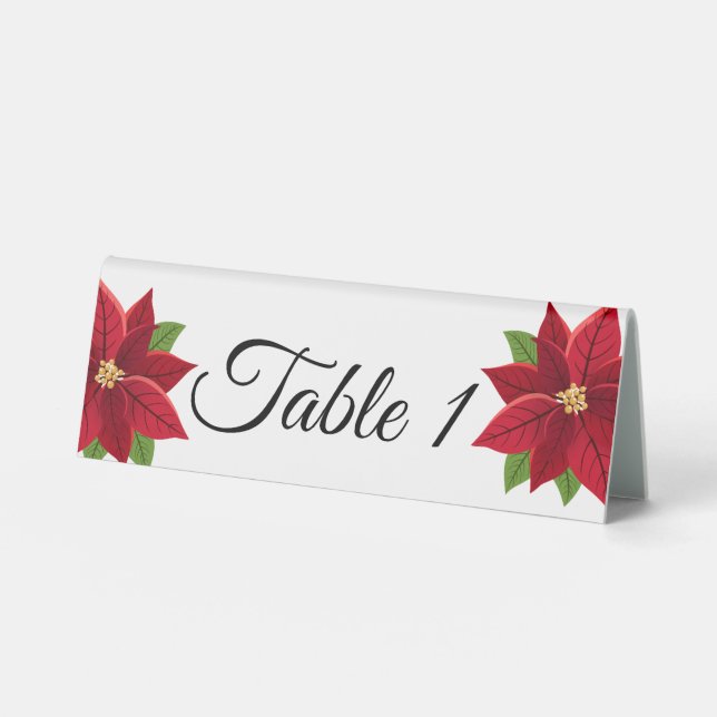 Christmas Poinsettia  Table Tent Sign (Front)