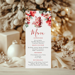Christmas Poinsettia Tea Party Flat Menu