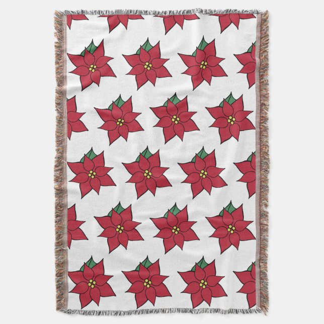 Christmas Poinsettia Throw Blanket  (Front Vertical)