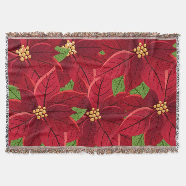 Christmas Poinsettia   Throw Blanket (Front)