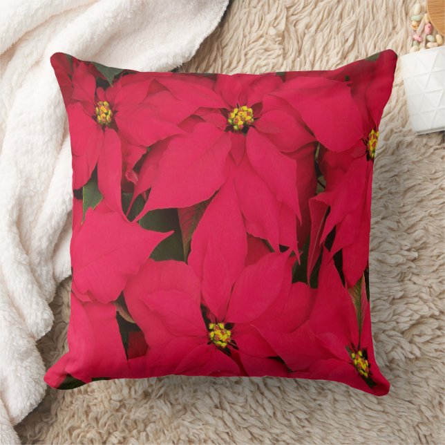Christmas Poinsettia Throw Pillow (Blanket)