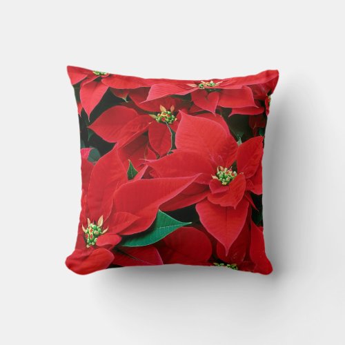 Christmas Poinsettia Throw Pillow polyester