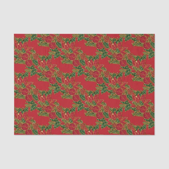 Christmas Poinsettia-TISSUE WRAP PAPER,Red Tissue Paper (Front)