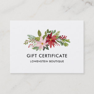 Christmas Poinsettia Watercolor   Gift Certificate