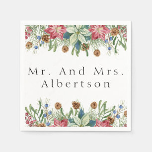 Christmas Poinsettia Wedding Custom Napkins