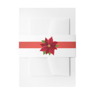 Christmas Poinsettia Wedding Invitation Belly Band