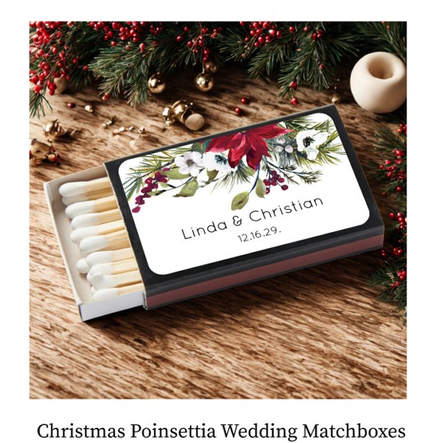 Christmas Poinsettia Wedding Matchboxes (Creator Uploaded)