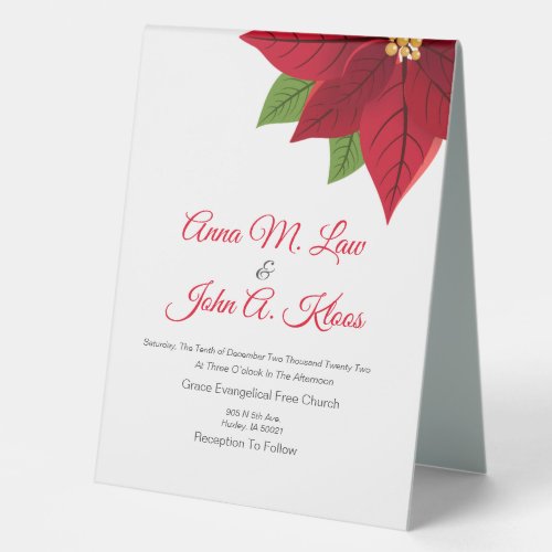 Christmas Poinsettia Wedding  Pedestal Sign