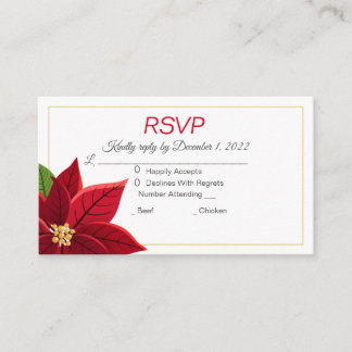 Christmas Poinsettia Wedding RSVP and  Enclosure Card