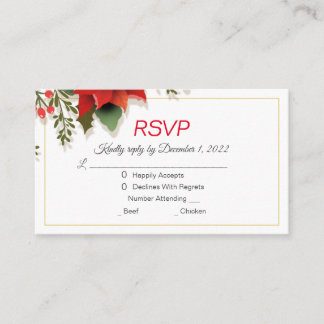 Christmas Poinsettia Wedding RSVP Enclosure Card