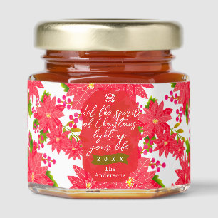 Christmas Poinsettia White Honey Jar Favors