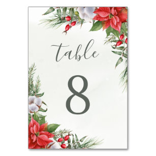 Printable Table Number Christmas Greenery