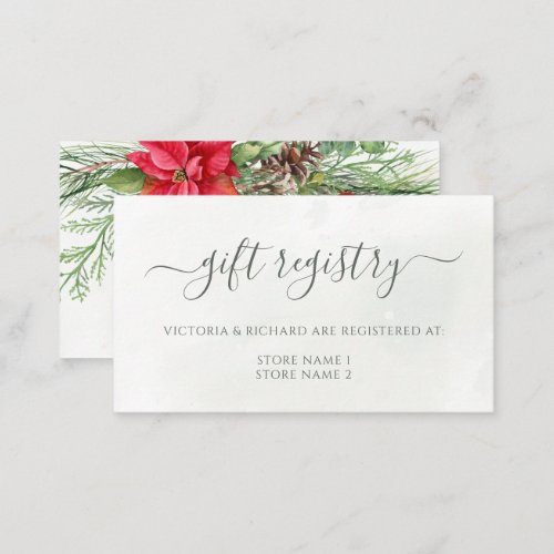 Christmas Poinsettia Winter Greenery Wedding Enclosure Card