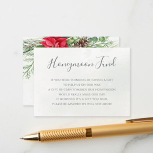 Christmas Poinsettia Winter Greenery Wedding Enclosure Card