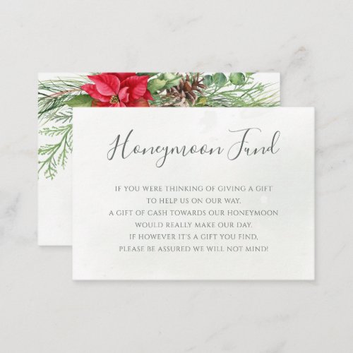 Christmas Poinsettia Winter Greenery Wedding Enclosure Card